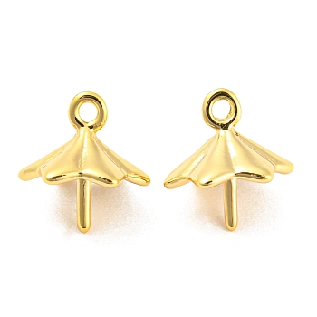 Brass Cup Pearl Peg Bails Pin Pendants, For Half Drilled Beads, Real 18K Gold Plated, 9.5x9mm, Hole: 1mm, Pin: 0.8mm