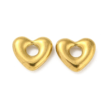 Ion Plating(IP) 304 Stainless Steel Charms, Heart Charm, Real 18K Gold Plated, 13x15x4mm, Hole: 4.5mm