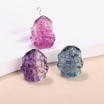 Natural Fluorite Carved Beads, Buddha, 22x18mm