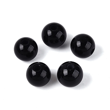 Natural Black Onyx Beads, Dyed & Heated, Smooth Round, 12x11~11.5mm, Hole: 3mm