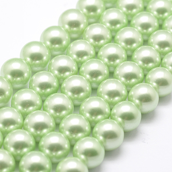 Polished Round Grade A Shell Pearl Bead Strands, Dark Sea Green, 6mm, Hole: 1mm, about 64pcs/strand, 15.7 inch