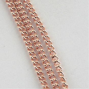 Unwelded Iron Curb Chains, with Spool, Rose Gold, 4x3.3x0.9mm, about 328.08 Feet(100m)/roll