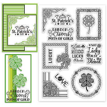 PVC Plastic Clear Stamps, for DIY Scrapbooking, Photo Album Decorative, Cards Making, Clover, 160x110x3mm