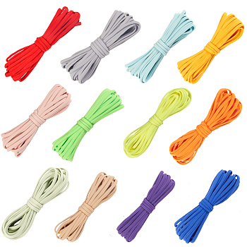 60M 12 Colors Flat Nylon Elastic Cord, Garment Accessories, Mixed Color, 1/4 inch(5mm), 5m/color