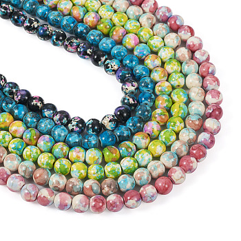 6 Strands 6 Colors Synthetic Turquoise Dyed Beads Strands, Round, Mixed Color, 8x7.5mm, Hole: 1.2mm, about 48~50pcs/strand, 13.19''~13.78''(33.5~35cm), 1 strand/color