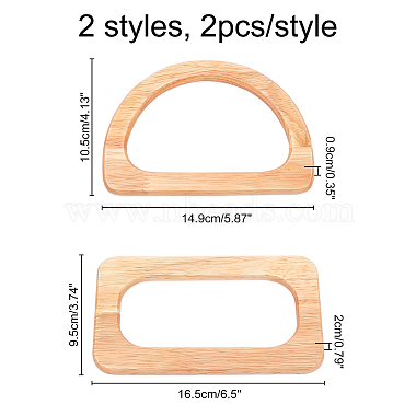 chgcraft 4pcs 2 styles poignée de sac en bois(WOOD-CA0001-29B)-2