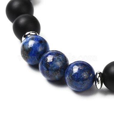 Round Natural Mixed Stone Beads Stretch Bracelet(BJEW-JB06879)-4