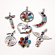 Mixed Styles Chakra Jewelry Zinc Alloy Bezel Gemstone Pendants(G-M039-M)-1