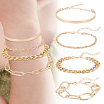 4Pcs Stylish Multi-Layered Alloy Chain Bracelet Set - 4 Pieces of Creative Shiny Chains, Golden, No Size(BJEW-LP0001-23)