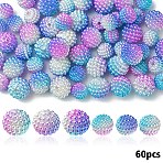 Imitation Pearl Acrylic Beads, Berry Beads, Combined Beads, Round, Lilac, 10~12mm, Hole: 1mm, 60pcs/set(OACR-YW0002-04A-02)