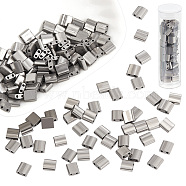 140Pcs Electroplated Glass Seed Beads, 2-Hole, Rectangle, Gunmetal Plated, 5x4.5~5.5x2~2.5mm, Hole: 0.5~0.8mm(SEED-NB0002-07A)