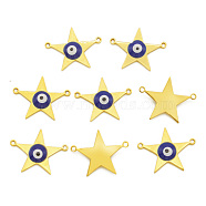 201 Stainless Steel Enamel Links Connectors, Star with Evil Eye, Golden, 12.5x16x2mm, Hole: 1mm(STAS-S105-LA425)