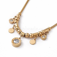 Crystal Rhinestone Pendant Necklace with 304 Stainless Steel Round Snake Chains for Women, Golden, Crystal, 16.14 inch(41cm)(NJEW-P269-09A-G)