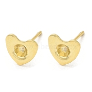 Heart 201 Stainless Steel Stud Earring Findings, Earring Settings with 304 Stainless Steel Pins, Real 18K Gold Plated, 7.8x8mm, Pin: 11X0.7mm, Tray: 2.7mm(STAS-Q315-01G)