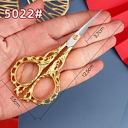 Stainless Steel Scissors, Embroidery Scissors, Sewing Scissors, with Zinc Alloy Handle, Golden & Stainless Steel Color, 112x45mm(PW-WG15650-07)
