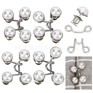 CRASPIRE 8 Sets 4 Style Zinc Alloy Button Pins for Jeans, with Plastic Rhinestone, Garment Accessories, with Plastic Imitation Pearl, Mixed Color, 16~18x25~30.5x7~7.8mm, Hole: 4.2~4.4mm, 2 sets/style(FIND-CP0001-13B)