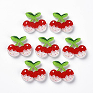 Cellulose Acetate(Resin) Decoden Cabochons, with Glitter Powder, Cherry, Red, 23x28x4mm(KY-N015-87)