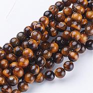 Gemstone Beads Strands, Tiger Eye, Round, about 6mm in diameter, hole: about 0.8mm, 15~16 inch(GSR6mmC014)