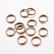 Iron Split Rings, Double Loops Jump Rings, Cadmium Free & Nickel Free & Lead Free, Antique Bronze, 7x1.4mm, about 6.3mm inner diameter, about 1200pcs/100g(X-JRDAB7mm-NF)