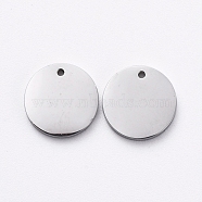304 Stainless Steel Stamping Blank Tag Charms, Manual Polishing, Flat Round, Stainless Steel Color, 8x1mm, Hole: 0.7mm(STAS-G215-11P)