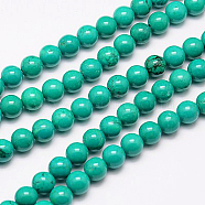 Natural Magnesite Beads Strand, Round, Dyed & Heated, Turquoise, 8mm, Hole: 1mm, about 46~48pcs/strand, 15.35 inch(TURQ-G096-8mm)