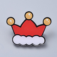 Acrylic Safety Brooches, with Iron Pin, For Christmas, Christmas Crown, Red, 35x45x8mm, Pin:0.8mm(JEWB-D006-A09)