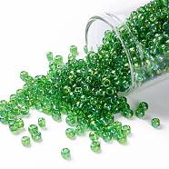 TOHO Round Seed Beads, Japanese Seed Beads, (167) Transparent AB Peridot, 8/0, 3mm, Hole: 1mm, about 10000pcs/pound(SEED-TR08-0167)