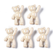 Opaque Acrylic Pendants, Pearl Luster Plated, Bear, PapayaWhip, 36x22x13.5mm, Hole: 2.5mm(PACR-ZX016-08J)
