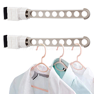 Portable Clothes Drying Rack, with Stainless Steel Finding & 2Pcs Stoppers, Multi-Functional 8 Holes Window Frame Hanger, Space Saver Hangers for Travel, Home, Gray, Hanger: 348x58x48mm, Hole: 20mm(AJEW-WH0291-35)