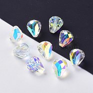 Imitation Austrian Crystal Beads, Grade AAA, Faceted, Drop, Clear AB, 6x8mm, Hole: 0.7~0.9mm(SWAR-F062-8x6mm-32)