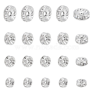 40Pcs 4 Style 316 Surgical Stainless Steel Spacer Beads, with Rhinestone, Disc, Stainless Steel Color, 6~10x3~4mm, Hole: 1~2mm, 10pcs/style(RB-UN0001-07)