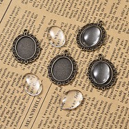 DIY Pendant Making, with Alloy Pendant Cabochon Settings and Transparent Oval Glass Cabochon, Antique Bronze, Cabochon Setting: 29.5x22, Glass: 18x13x4~5mm(DIY-X0293-20AB)