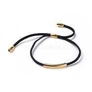 Adjustable Faux Suede Cord Bracelets, with Brass Rice Beads and 304 Stainless Steel Tube Beads, Golden, Black, 5-1/2 inch(14cm)~5-3/4 inch(14.5cm), 3mm(X-BJEW-JB04216-03)