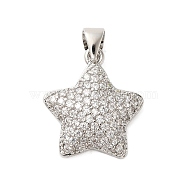 Brass Micro Pave Cubic Zirconia Pendants, Star, Platinum, 18x16x4mm, Hole: 4x3.5mm(KK-A228-03P)