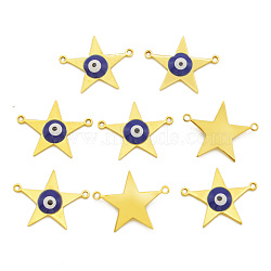 201 Stainless Steel Enamel Links Connectors, Star with Evil Eye, Golden, 12.5x16x2mm, Hole: 1mm(STAS-S105-LA425)