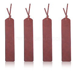 Leather Blank Bookmarks, with Tassel, Rectangle, Coconut Brown, 190x40x2.5mm, Hole: 3.3mm(AJEW-WH0542-001)