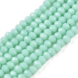 Opaque Solid Color Glass Beads Strands, Faceted, Rondelle, Aquamarine, 2.5x2mm, Hole: 0.7mm, about 154~161pcs/strand, 12.675~12.87 inch(32.5~33cm), about 90~100 strands/set(EGLA-T021-02D)