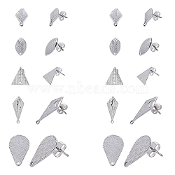 304 Stainless Steel Stud Earring Findings, with Ear Nuts/Earring Backs, Stainless Steel Color, 20pcs/box(STAS-UN0011-01P)