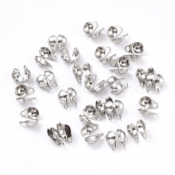 Tarnish Resistant 304 Stainless Steel Bead Tips, Calotte Ends, Clamshell Knot Cover, Stainless Steel Color, 5x3.5mm, Hole: 0.5mm(STAS-P126-04P)