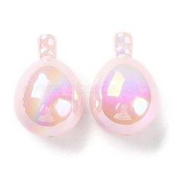 UV Plated Acrylic Beads, Iridescent, Teardrop, Pink, 26.5x18mm, Hole: 1.8mm(SACR-C003-03D)