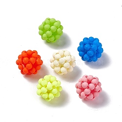 Handmade Plastic Woven Beads, Frosted Round, Mixed Color, 15mm, Hole: 3mm(KY-P015-04)