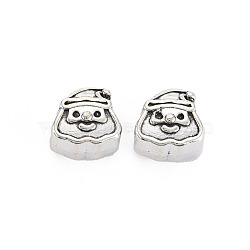 Tibetan Style Alloy European Beads Enamel Rhinestone Settings, Large Hole Beads, Cadmium Free & Lead Free, Father Christmas, Antique Silver, Fit For 1mm Rhinestone, 11x11x8mm, Hole: 4mm(PALLOY-N160-79)