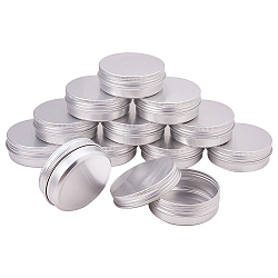 60ml Round Aluminium Cans, Aluminium Jar, Storage Containers for Cosmetic, Candles, Candies, with Screw Top Lid, Silver, 6.8x2.5cm, Capacity: 60ml(2.02 fl. oz)(X-CON-WH0002-60ml)
