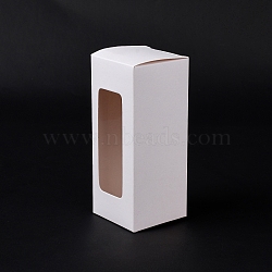 Cardboard Paper Gift Box, with PVC Visual Window, for Pie, Cookies, Goodies Storage, Rectangle, White, 5x5x12cm(CON-C019-01C)