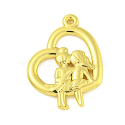 304 Stainless Steel Pendants, Heart with Sisters Charm, Real 18K Gold Plated, 30.5x22x3mm, Hole: 1.5mm(STAS-Z085-05G)