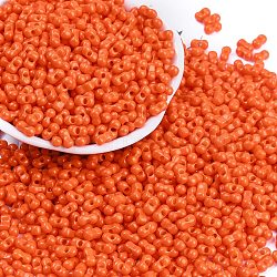 Baking Paint Glass Seed Beads, Round Hole, Peanut, Orange, 3.5x6x3.5mm, Hole: 0.9mm, about 3750pcs/pound(SEED-K010-A10)