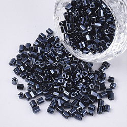 8/0 Two Cut Glass Seed Beads, Hexagon, Metallic Colours, Marine Blue, 2.5~3x2.5mm, Hole: 0.9mm, about 15000pcs/bag(SEED-S033-03A-03)