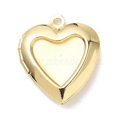 Brass Locket Pendant Cabochon Settings, Photo Frame Heart Charms for Necklaces, Rack Plating, Long-Lasting Plated, Cadmium Free & Lead Free, Real 18K Gold Plated, 22.5x19.5x5mm, Hole: 6mm, Tray: 12x10.5mm(KK-L268-021G-01)