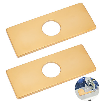 304 Stainless Steel Faucet Hole Covers, Base Plate, Rectangle, Golden, 160x66x6mm, Hole: 34.5mm
