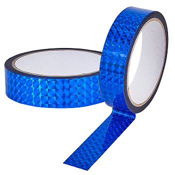 50M Laser Shining Bopp Plastic Scrapbook Decorative Adhesive Tapes, Laser Glitter Masking Decor Tape, Royal Blue, 24mm, about 54.68 Yards(50m)/Roll